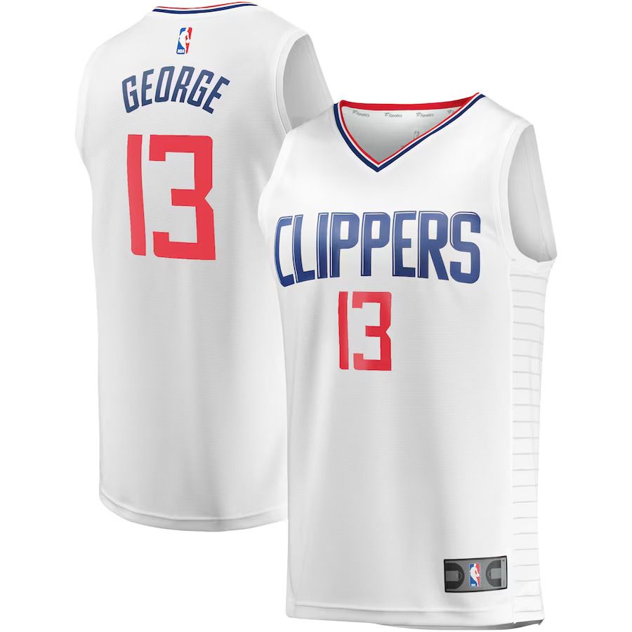 Men Los Angeles Clippers 13 Paul George Fanatics Branded White Fast Break Player NBA Jersey